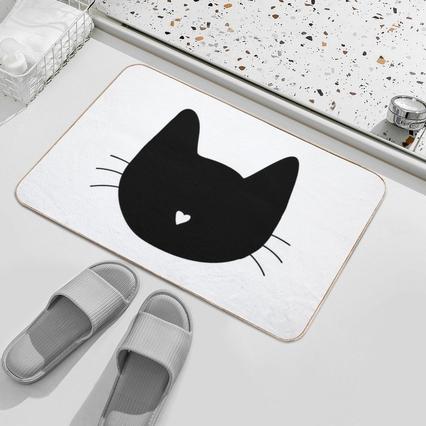 Cat Heart Nose Bath Mat