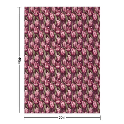 Pretty Pink Tulips Pattern Throw Blanket