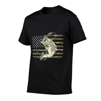 Fishing Camouflage US American Bass Fish Fisherman Camo  Affordable Price T-Shirt