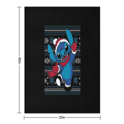 Stitch Happy Holiday Gift For Fans, For Men And Women, Gift Halloween, Thanksgiving, Christmas Day Throw Blanket