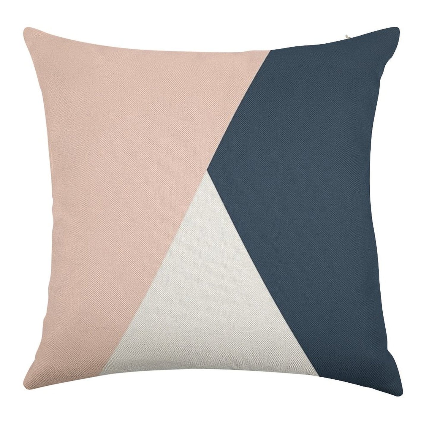Modern Geometric Blush Pink & Navy Blue Linen Throw Pillow Cover