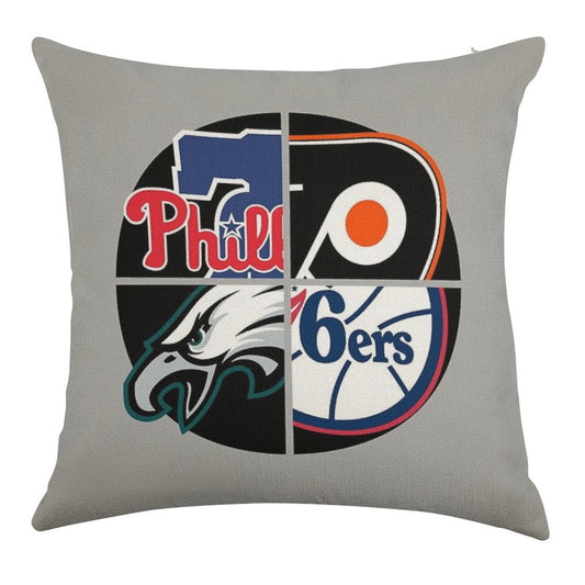 Philadelphia Sports Quad Linen Throw Pillow Cover