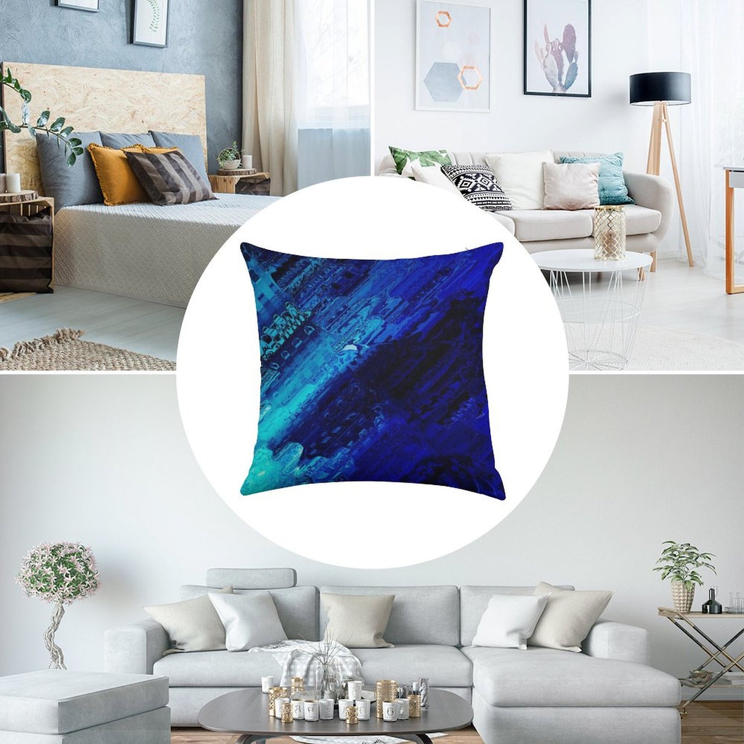 Cobalt Linen Throw Pillow Cover