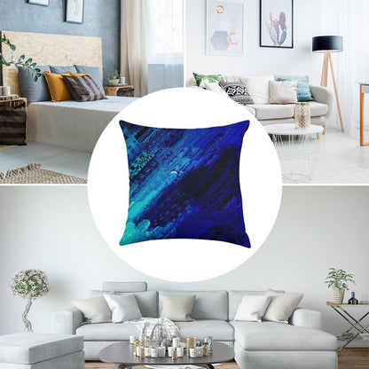 Cobalt Linen Throw Pillow Cover
