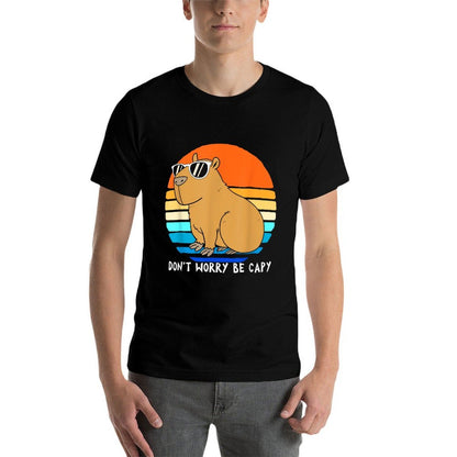 Retro Rodent Funny Capybara Dont Be Worry Be Capy  Trendy Pattern T-Shirt
