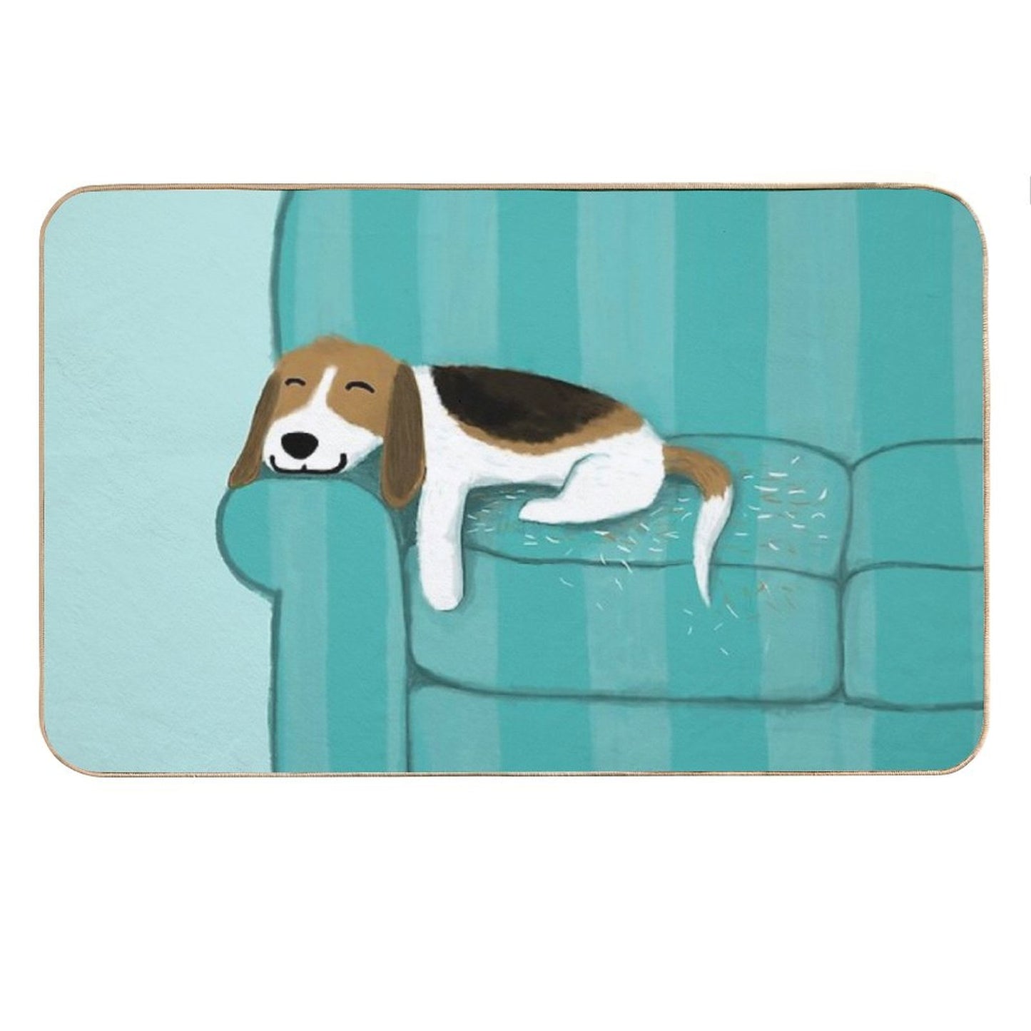 Happy Couch Dog  Cute Beagle Bath Mat