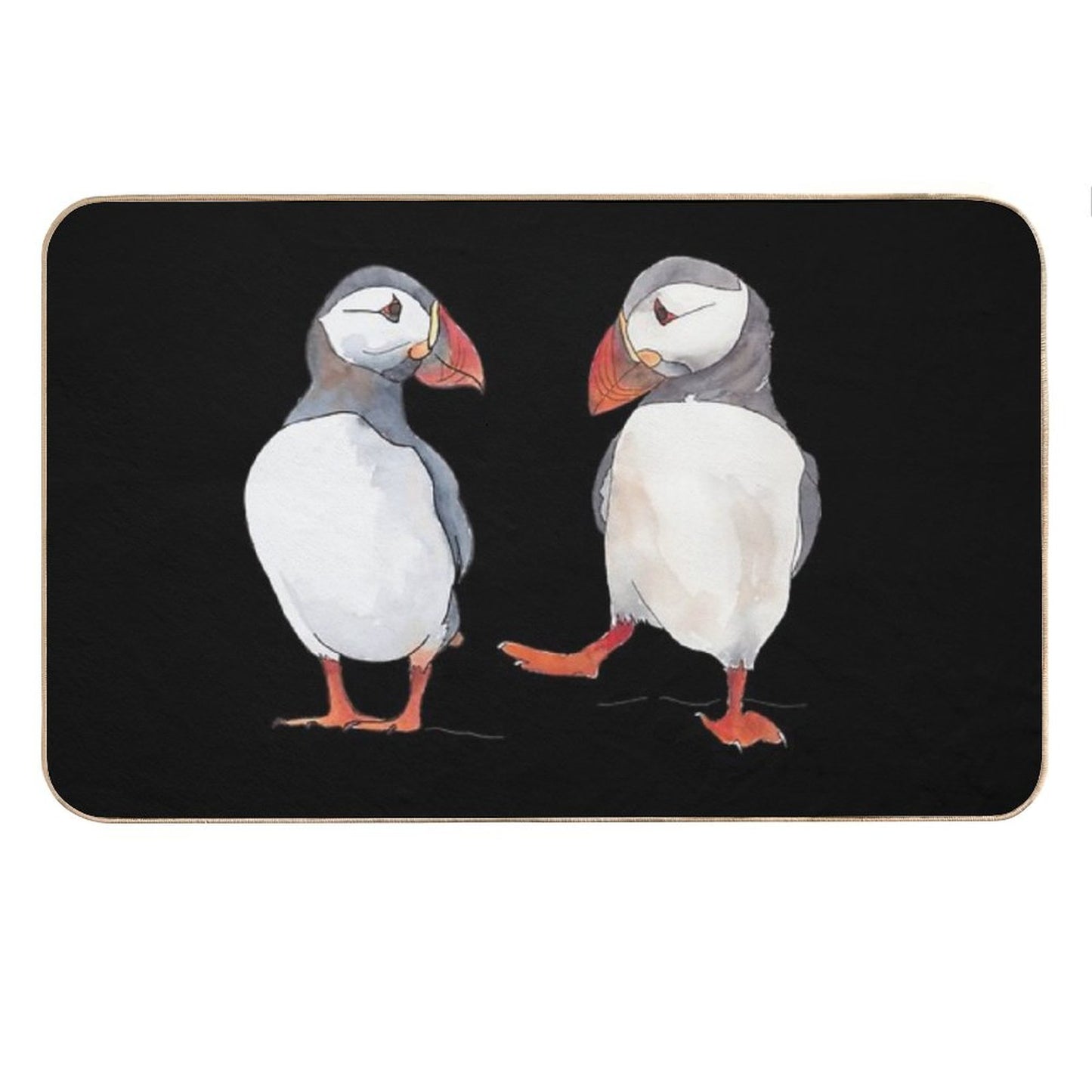 Puffin Friends Dancing - Illustration Bath Mat