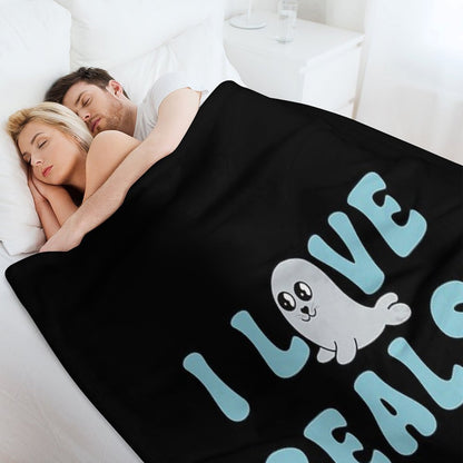 I Love Seals Sticker Artwork Throw Blanket