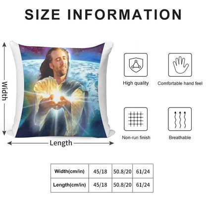 Jesus Cage Soft Skin-Friendly Throw Pillow