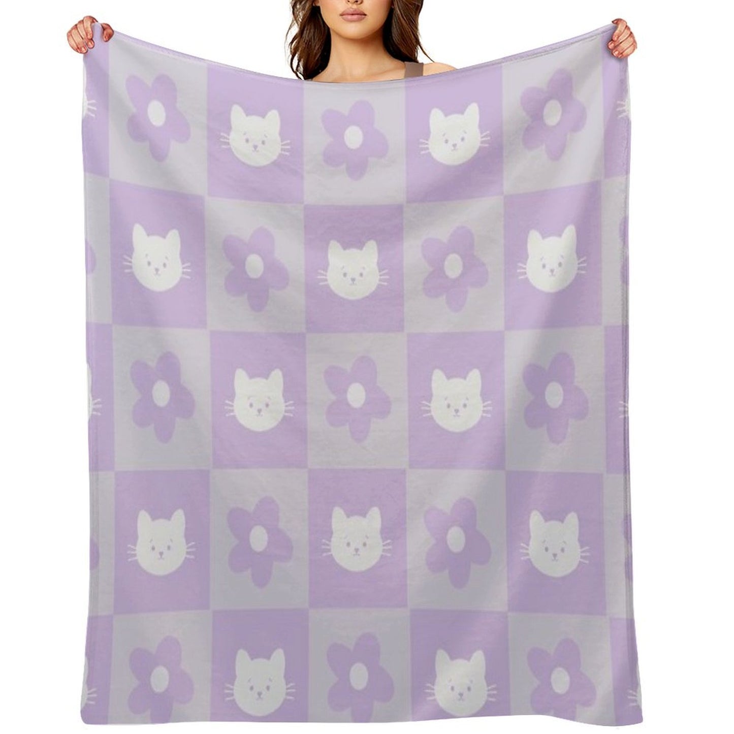 Kitten And Flowers Throw Blanket