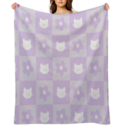 Kitten And Flowers Throw Blanket