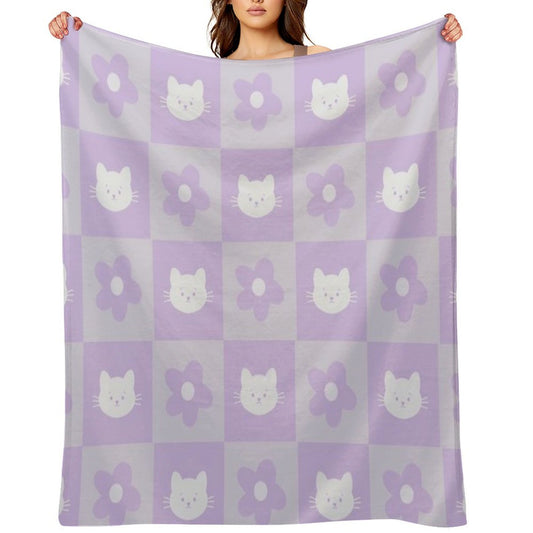 Kitten And Flowers Throw Blanket