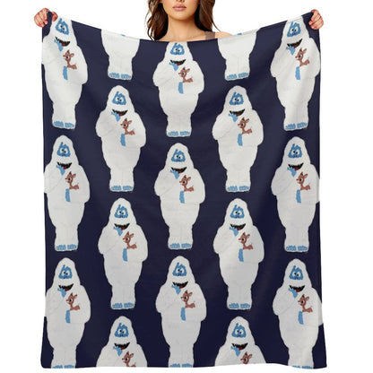 Classic Christmas Abominable Snowman with Rudolph © GraphicLoveShop Throw Blanket