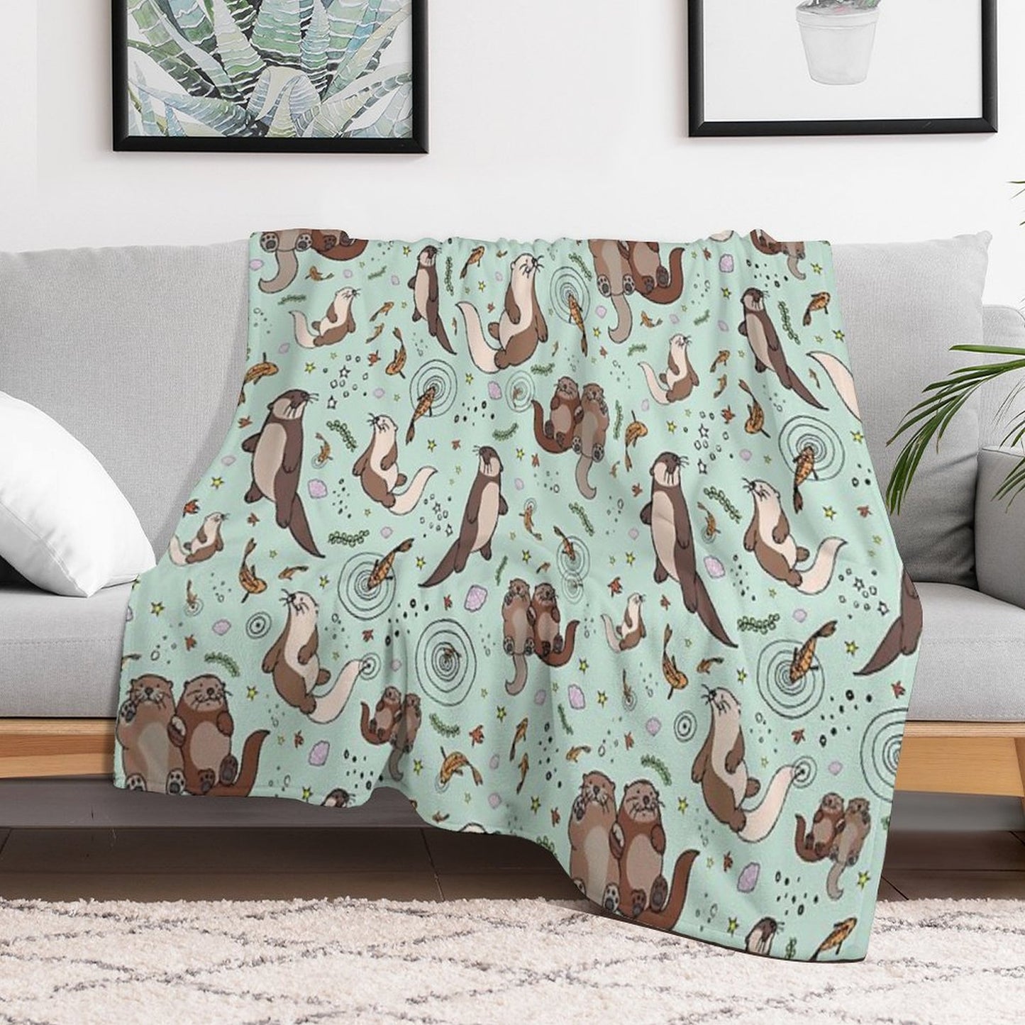 Sea Otters Throw Blanket