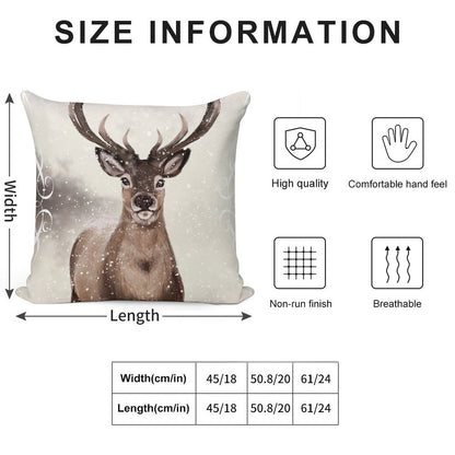 Winter Deer Soft Fade-Resistant Throw Pillow