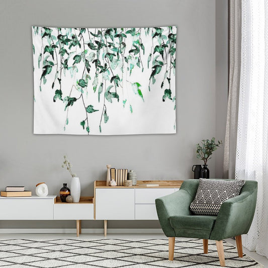 Hand Painted Ivy on The Wall Watercolor Tapestry