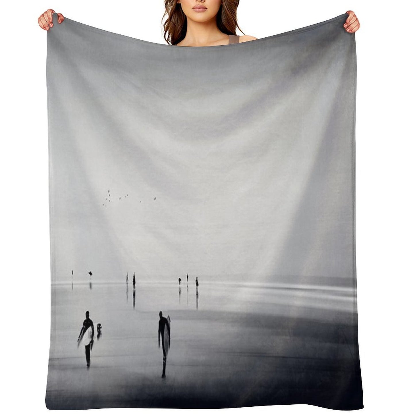 Strangers on A Beach - Abstract Seascape Throw Blanket