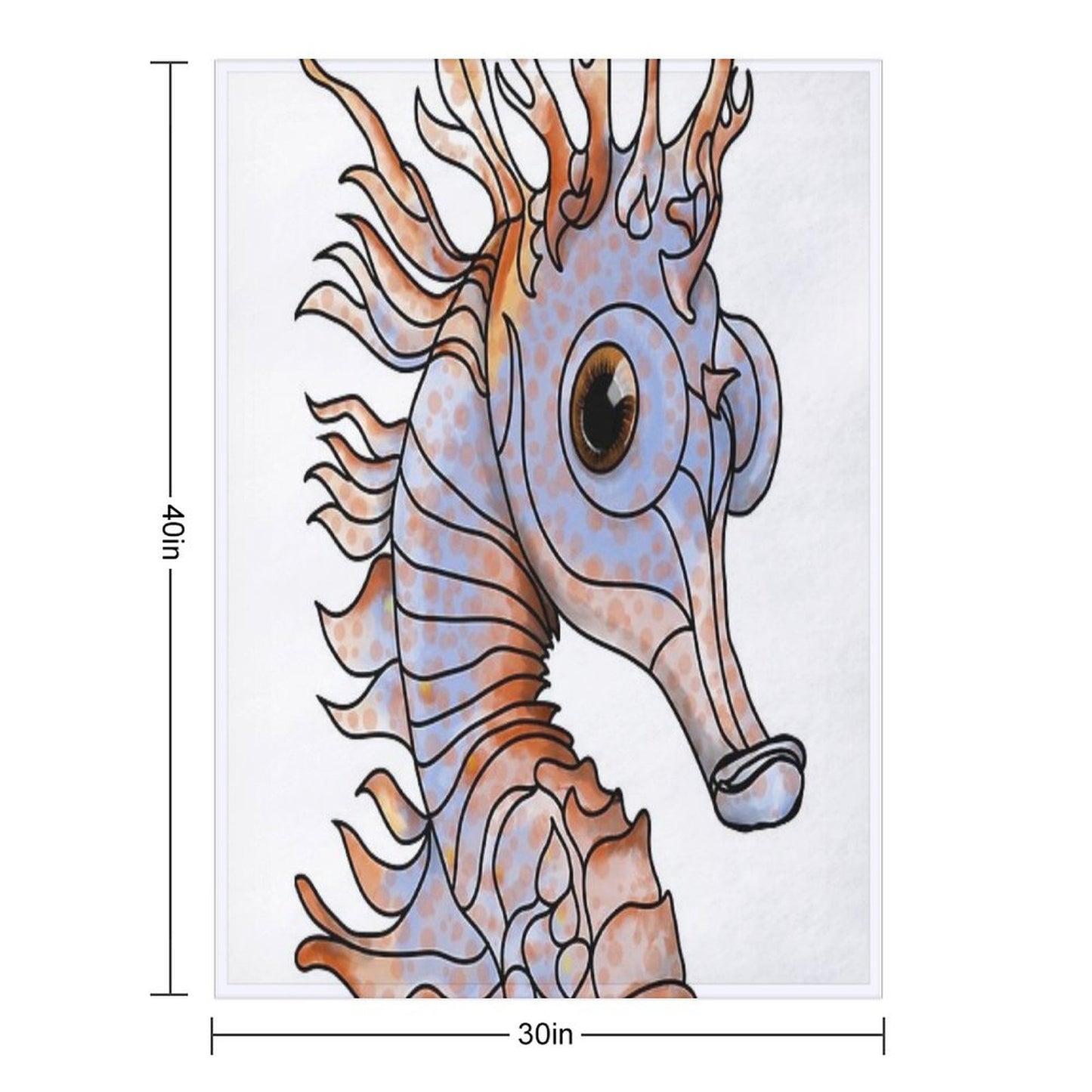 Sealife Ginger And Blue Seahorse Throw Blanket
