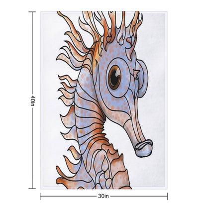 Sealife Ginger And Blue Seahorse Throw Blanket