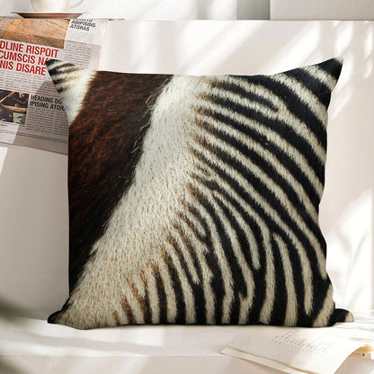 Zebra Caboose Linen Throw Pillow Cover