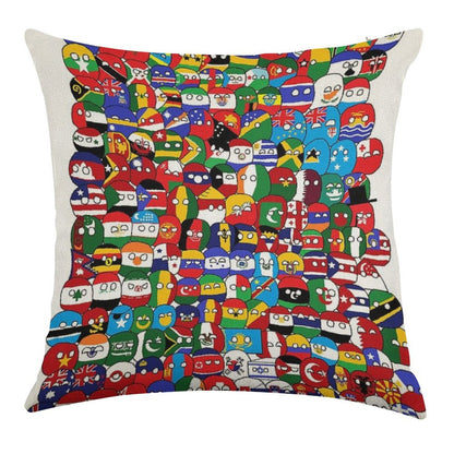 Countryball Linen Throw Pillow Cover