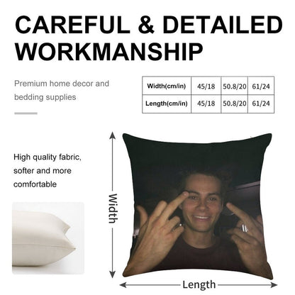 Dylan O’brien Middle Fingers Linen Throw Pillow Cover
