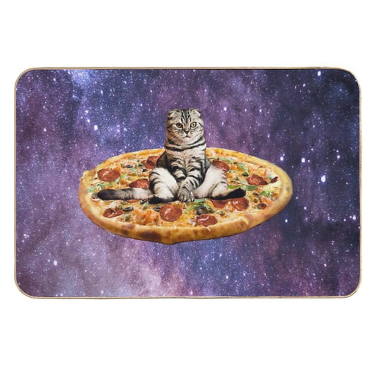 Pizza Cat in Space  Anti-Trip Bath Mat