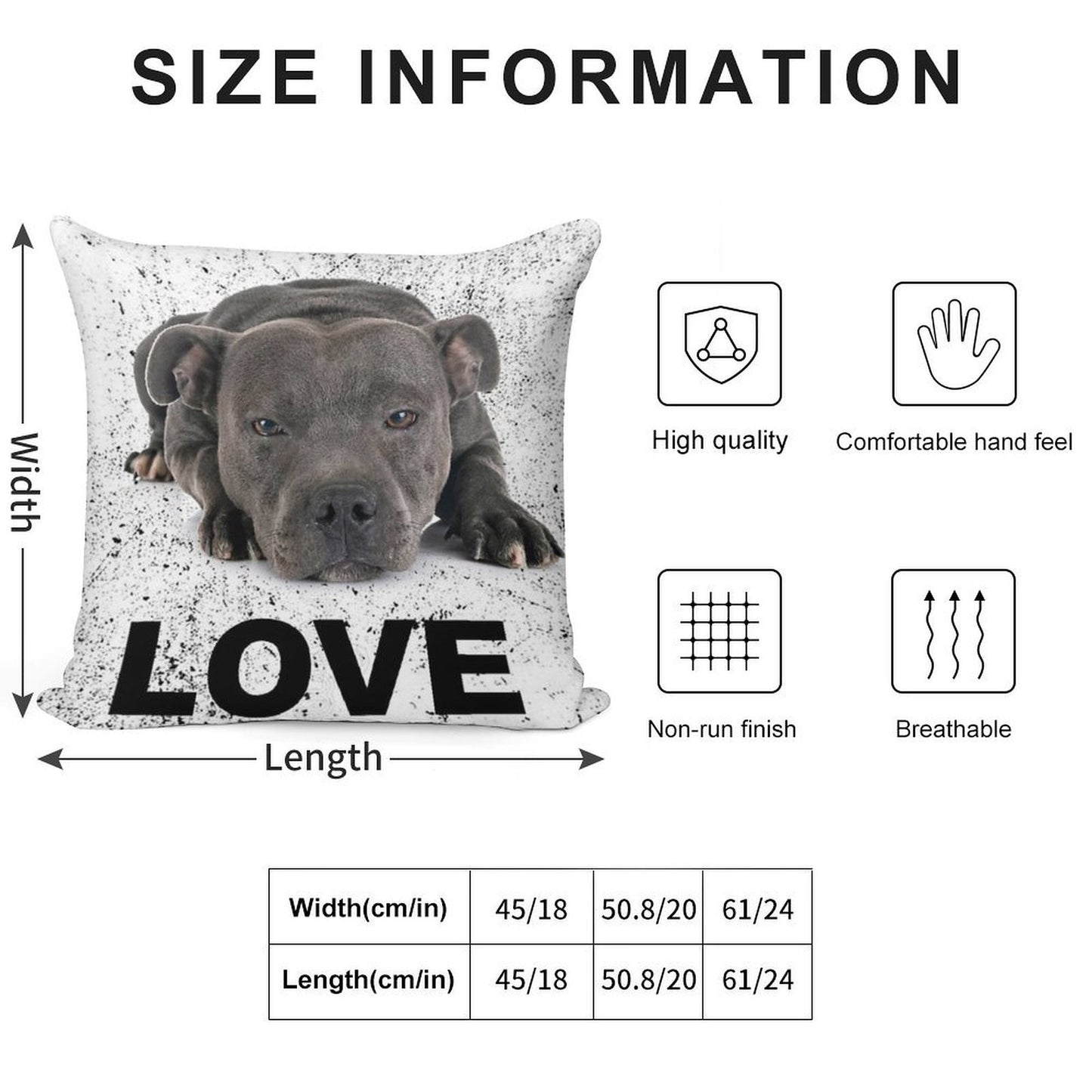 Love Is 4 Paws & Waggy Tail Blue Staffordshire Bull Terrier Soft Washable Throw Pillow