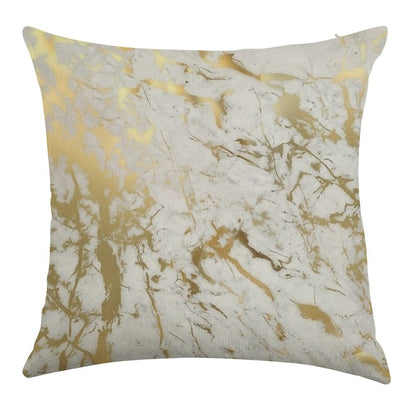 Gold Marble on White (original Height Quality Print) Linen Throw Pillow Cover