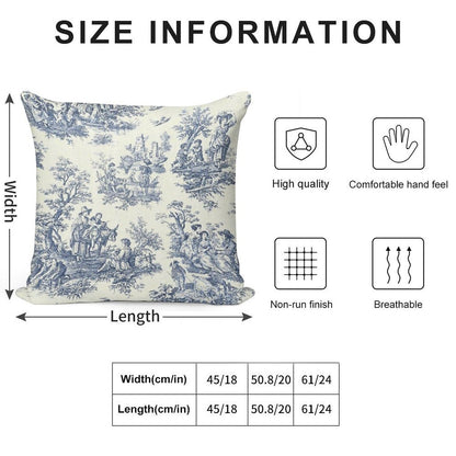 Powder Blue French Toile Picnic Designs Soft Ultra-Soft Texture Throw Pillow