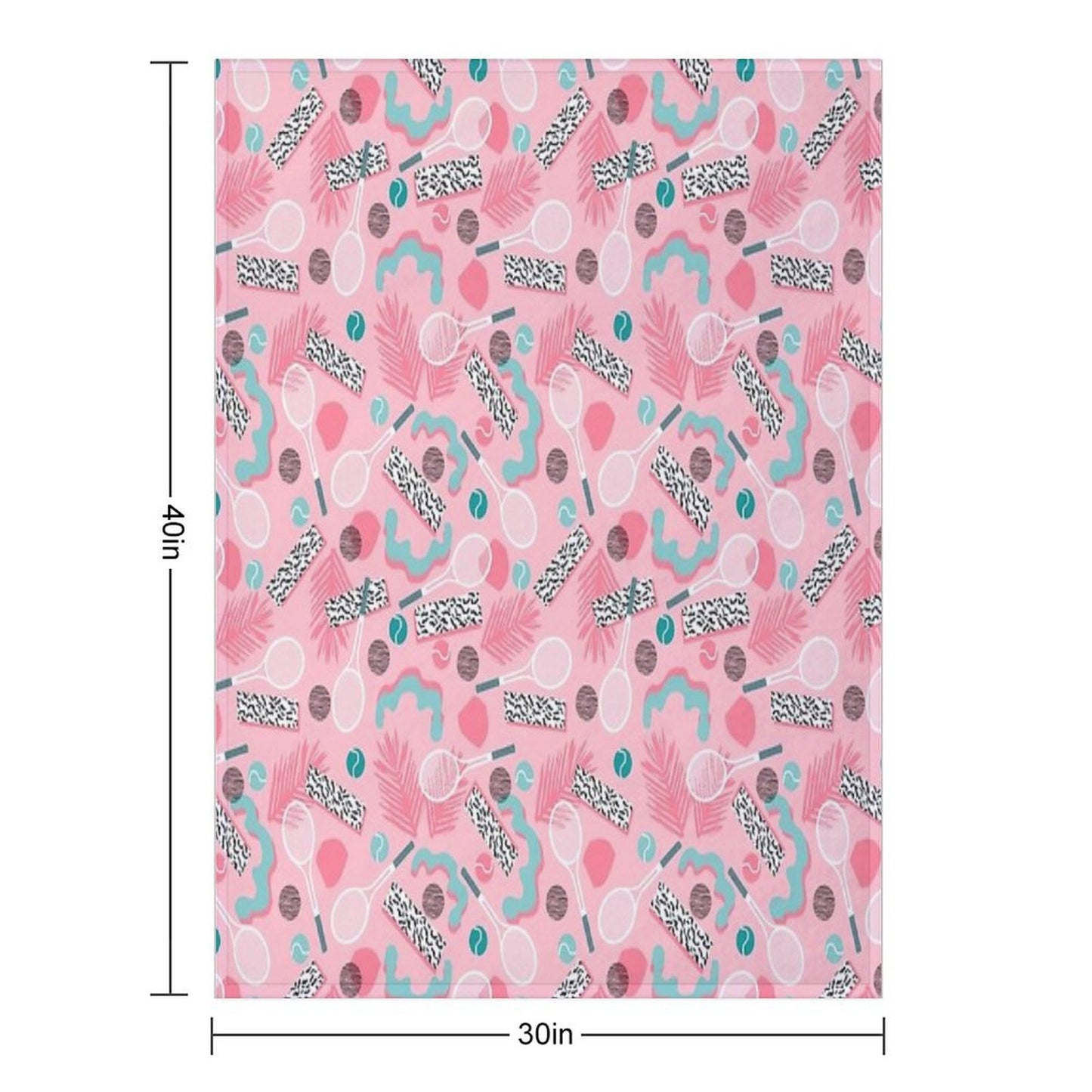 Playa' - Tennis Sports Full Court Action Hipster Abstract Minimal Retro Memphis Squiggle Pattern Throw Blanket