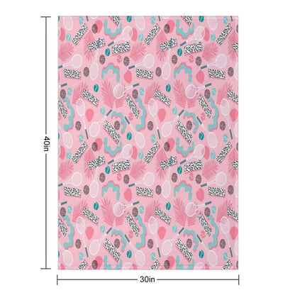 Playa' - Tennis Sports Full Court Action Hipster Abstract Minimal Retro Memphis Squiggle Pattern Throw Blanket