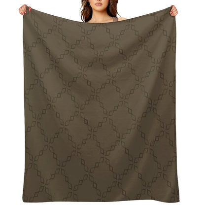 Circle Chain of Gray Mixed with Light Brown Throw Blanket