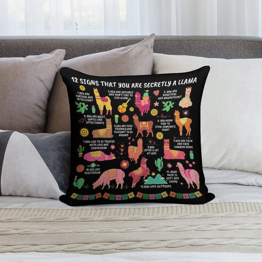 12 Signs That You Are Secretly A Llama Gifts For Llama Lovers Soft Shrink-Resistant Throw Pillow