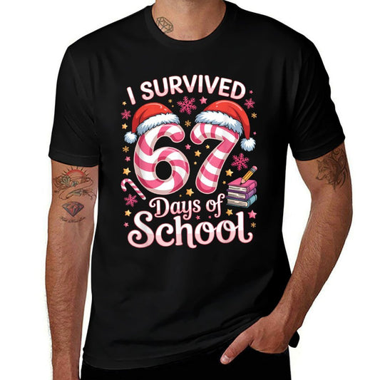 I Survived 67 Days of School - Funny Teachers Students Girls  Polyester Blend T-Shirt