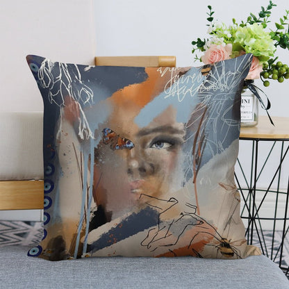 Wings of Psyche Linen Throw Pillow Cover