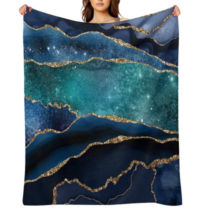 Glamour Milky Way Faux Marble Galaxy Throw Blanket