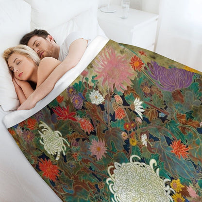 Flower【Japanese Painting】 Throw Blanket