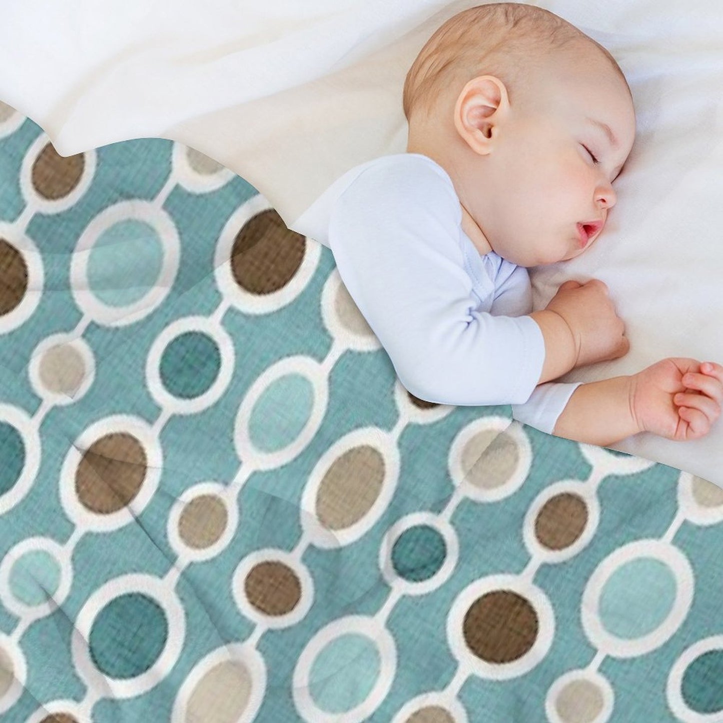 Mid Century Modern Geometric Circle Atomic Art Print 2 - Blue Brown Throw Blanket