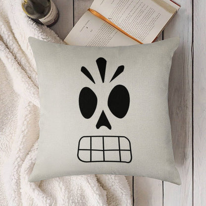 Manny Calavera Linen Throw Pillow Cover