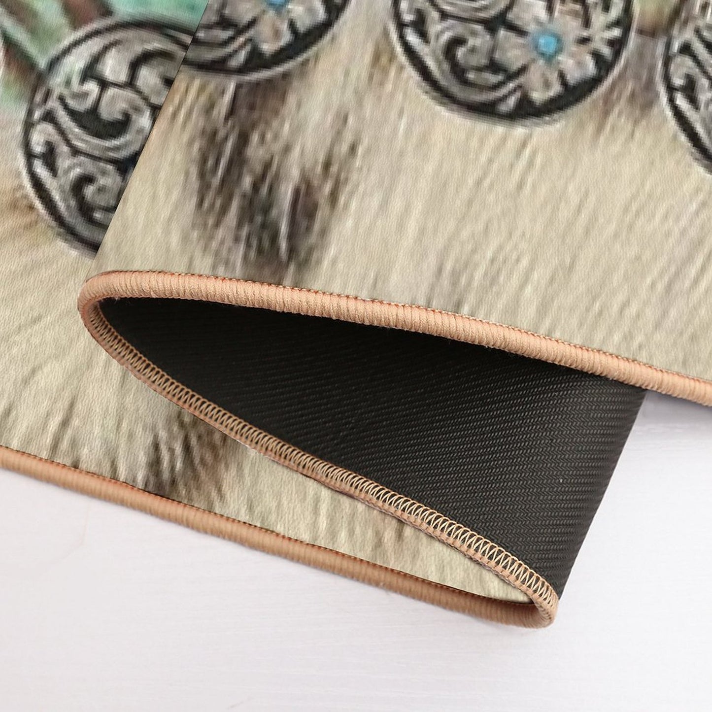 Rustic Brown Beige Teal Western Country Cowboy Fashion Bath Mat