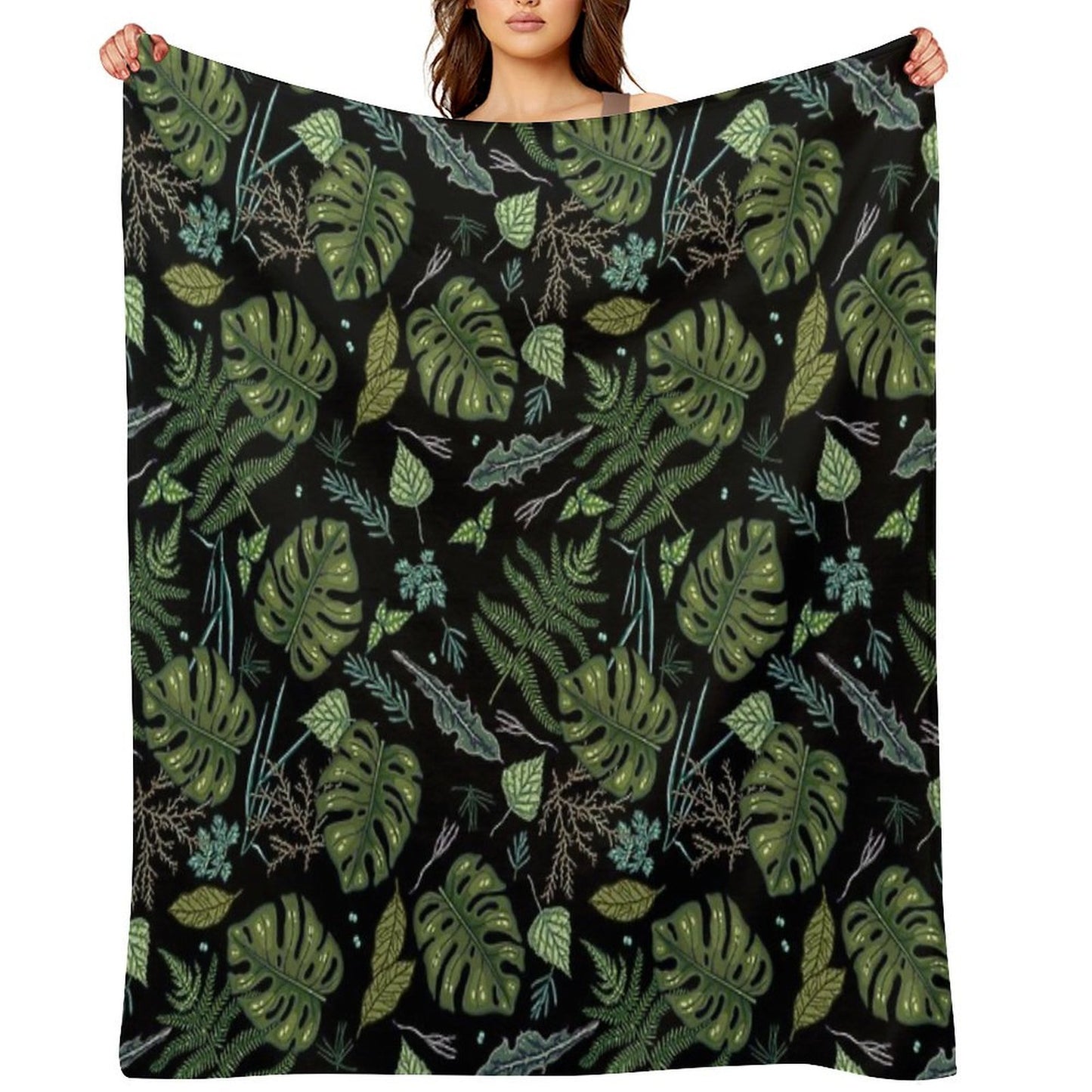 Green Summer Jungle Throw Blanket