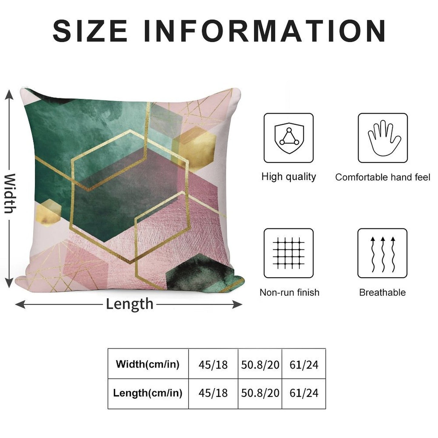 Emerald Green And Pink Geo No 1 Soft Hidden Zipper Throw Pillow