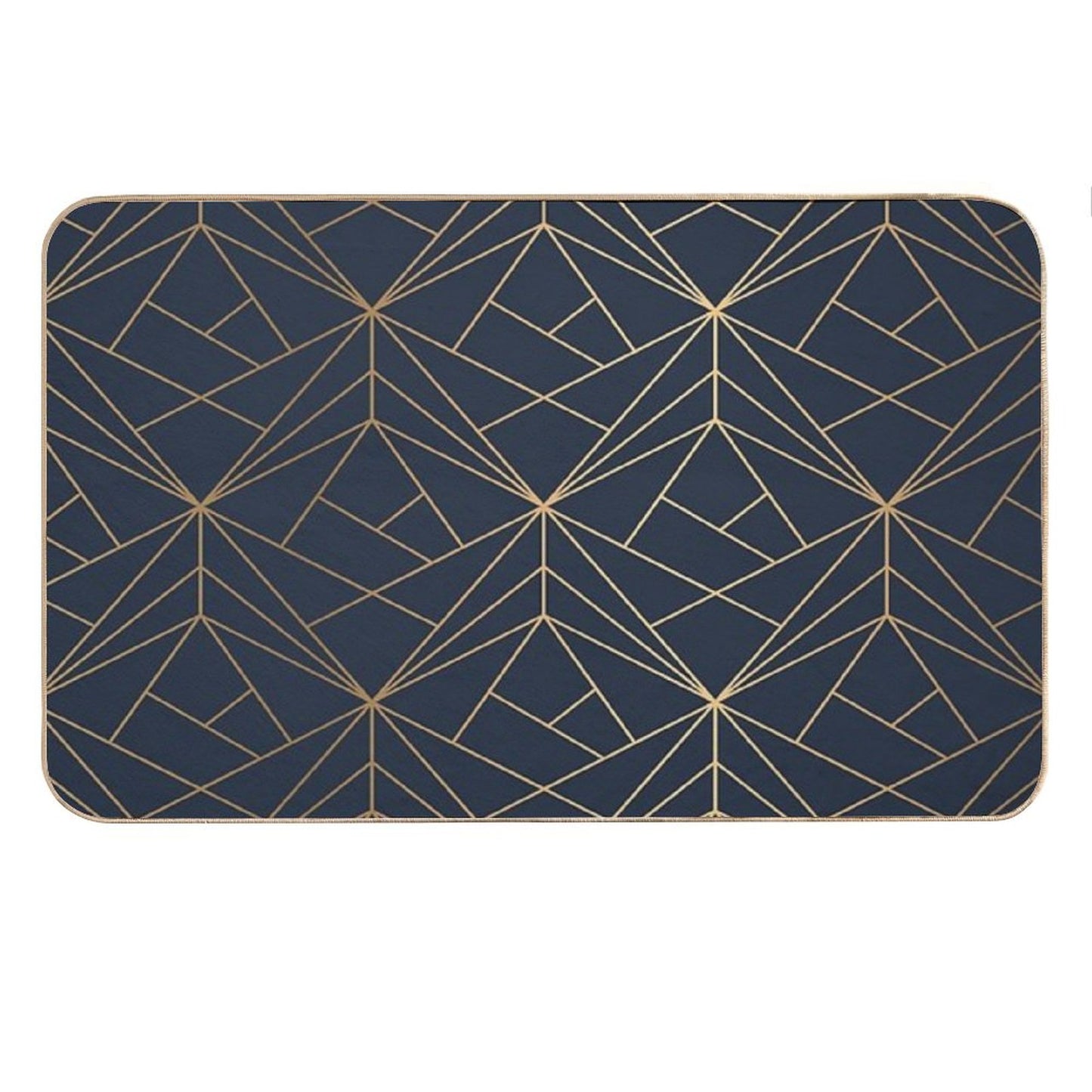 Elegant Geometric Copper Navy Blue Bath Mat