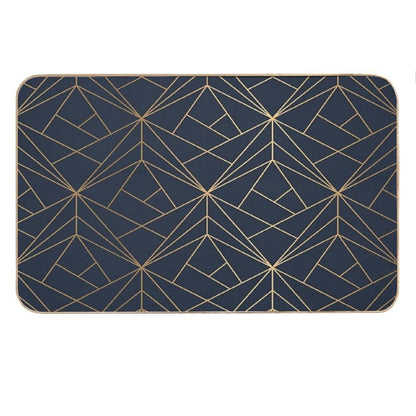 Elegant Geometric Copper Navy Blue Bath Mat