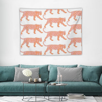Orange And Pink Tiger Tapestry