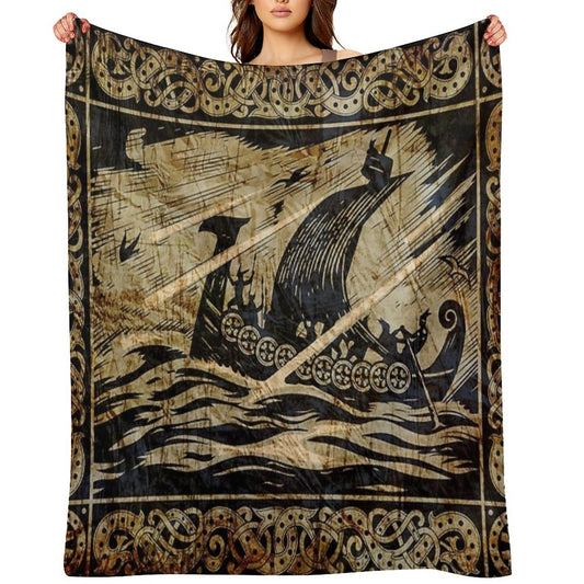 Long Viking Voyage Throw Blanket