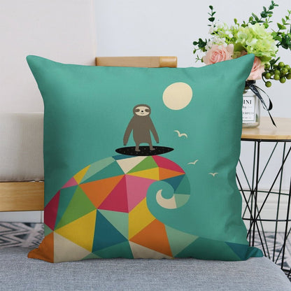 Surfs Up Linen Throw Pillow Cover