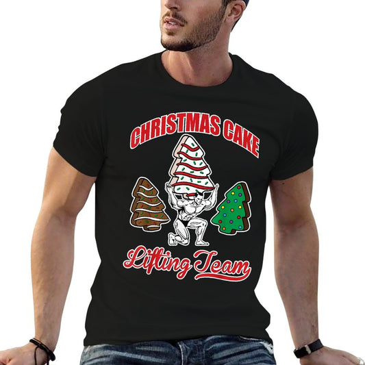 Christmas Cake Lifting Team Funny Gym Fitness Weightlifting Comfortable T-Shirt