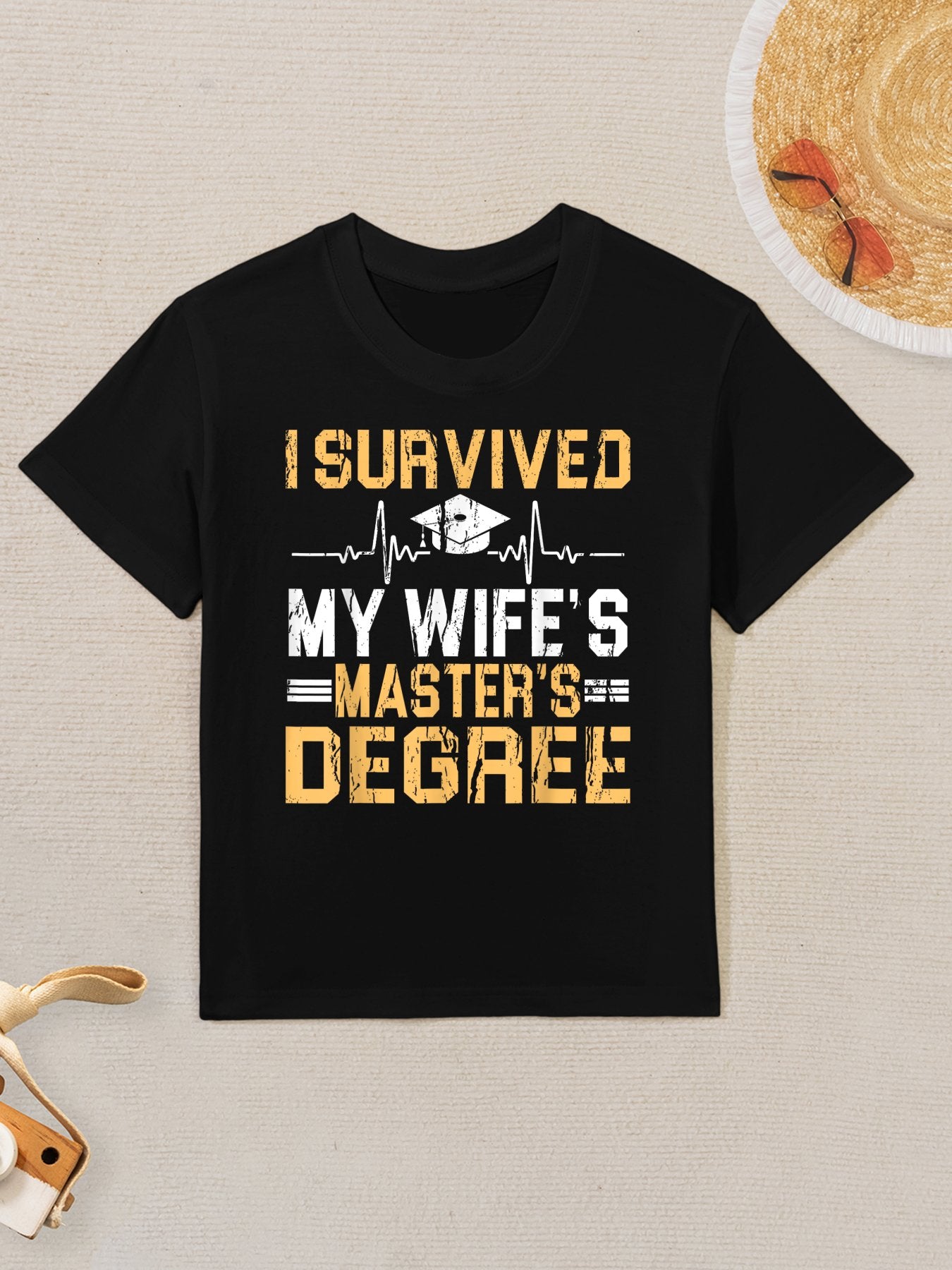 Survived My Wife&#39;s Masters Degree Graduation Kids T-Shirt